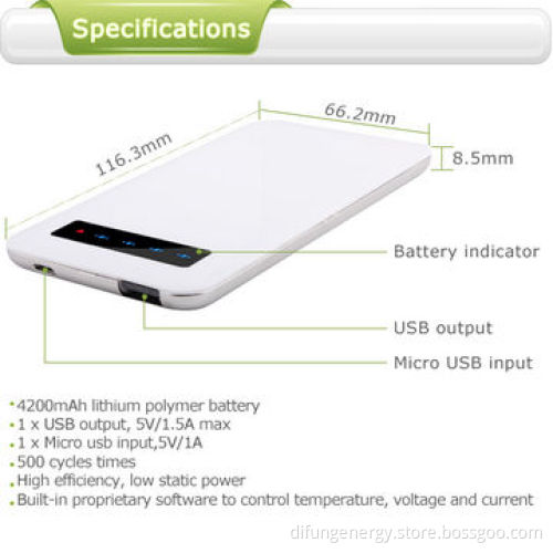 Ultra-thin power bank with 4,200mAh high capacity